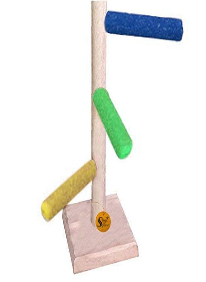 سايج سكوير مجثم طيور خشبي طبيعي مربع الشكل من خشب المريمية، مقاس 41 سم/16 بوصة، للتدريب والتمارين الرياضية، بثلاث درجات، مزود بحامل رملي كامل/لعبة طيور. - Image 4